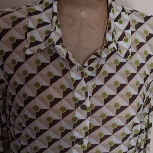 CAbi Dressy Beautiful Blouse In Green & Chocolate - Picture 4 of 7